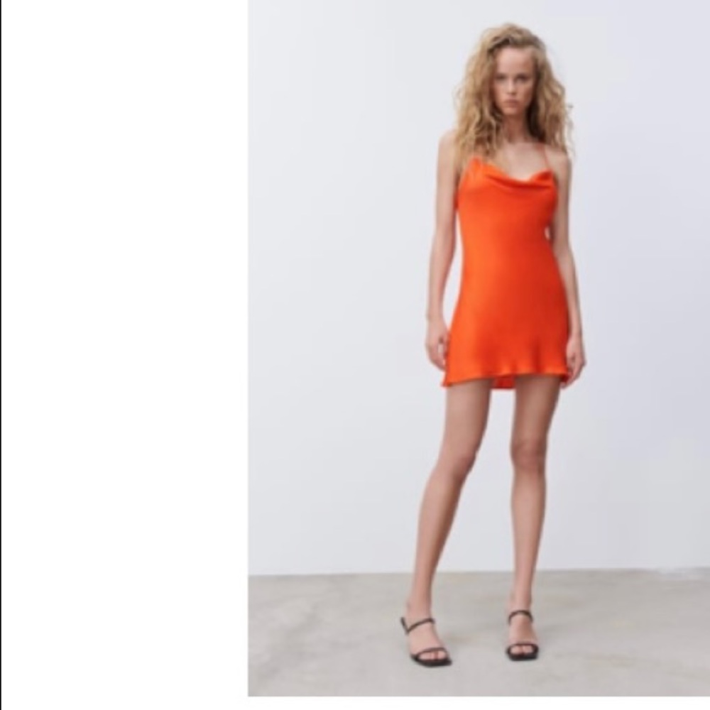 Zara Satin Orange Dress